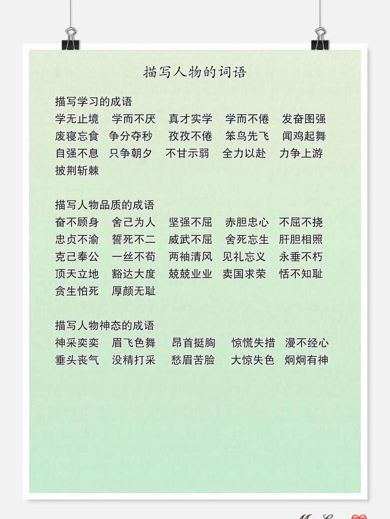 ABCC成语描绘人物外貌大汇总