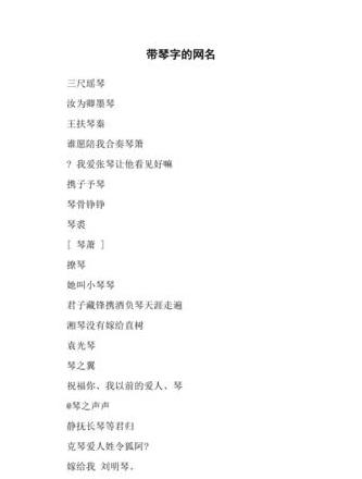 创意网名推荐：带琴字或谐音的长网名精选