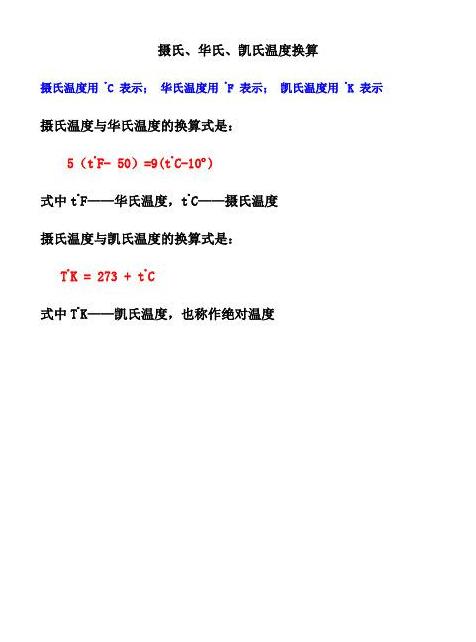 五种常见温度单位换算公式详解